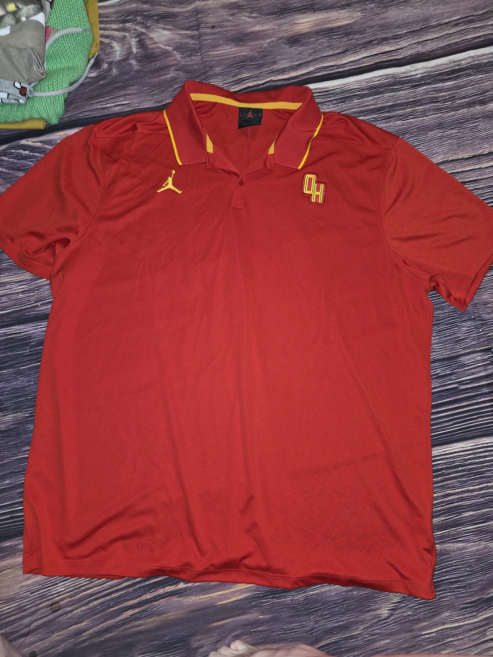 Jordan Red Polo Shirt with Yellow Trim